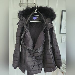 Maternity Belted Hooded Quilted Coat
